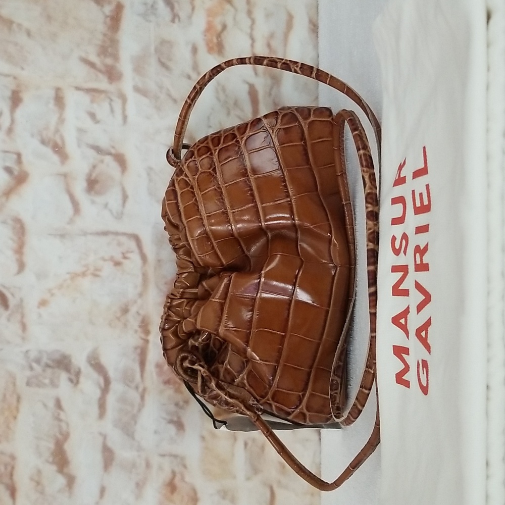 New Mansur Gavriel Mini Cloud Croc Embossed Clutch